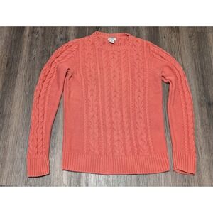 L.L. Bean Cable Knit Sweater Womens‎ XS Salmon Pink Long Sleeve Cotton Blend